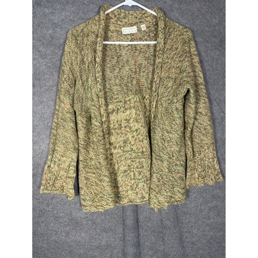 Kimchi & Blue Marled Knit Open Front Cardigan Sweater Green Pink Rabbit Hair M